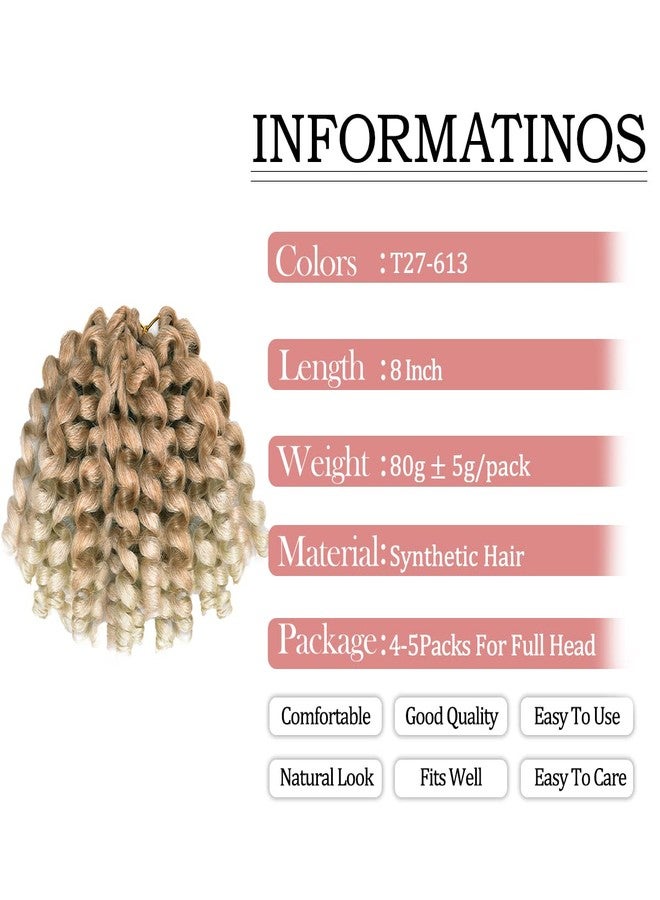 Luoyudu Wand Curl Crochet Hair,8 Inch 80g/pcs Ombre Wand Curl Crochet Hair for Black Women 5 Packs Jamaican Bounce Braiding Hair (5pcs,P27/613) - Image 2